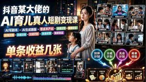 (19437期)AI育儿真人短剧变现课:AI写剧本×AI生成画面×零成本产出×伙伴计划×分成计划×光合计划×商单收徒-晓懂云创