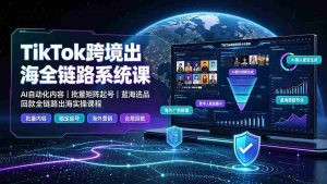 (19425期)TikTok跨境出海全链路系统课-2026年7月:AI自动化内容|批量矩阵起号|蓝海选品回款全链路出海实操课程-晓懂云创