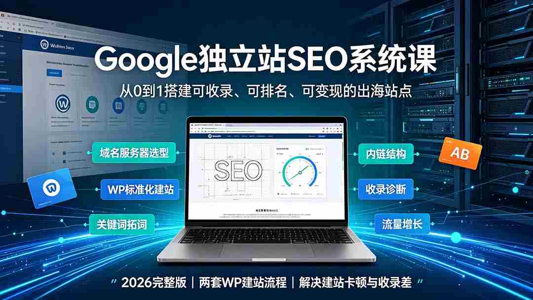 （19426期）Google独立站SEO-7月系统课：出海基建×WordPress建站×AI内容生产×站内外优化×Search Console×AdSense变现-晓懂云创