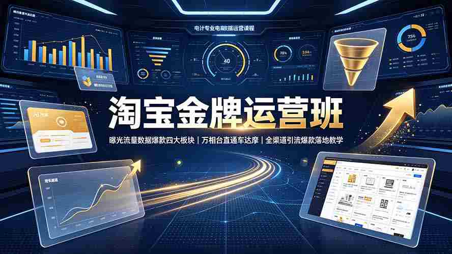 (19434期)淘宝金牌运营班-7月:曝光流量数据爆款四大板块|万相台直通车达摩|全渠道引流爆款落地教学-晓懂云创