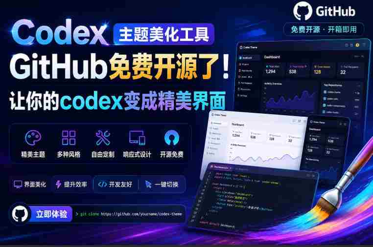 Codex主题美化工具,GitHub免费开源了!让你的codex变成精美界面-晓懂云创