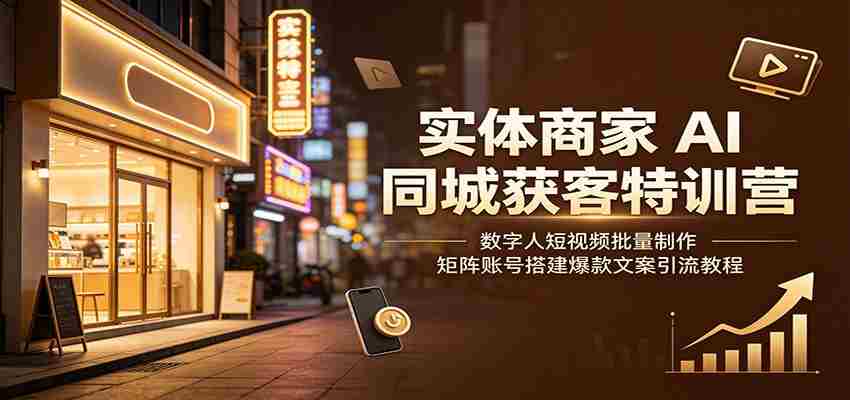 实体商家AI同城获客特训营:数字人短视频批量制作,矩阵账号搭建爆款文案引流教程-晓懂云创