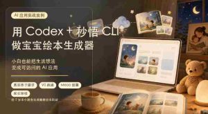(19415期)AI应用实战案例,用Codex+秒悟CLl做宝宝绘本生成器,小白也能把生活想法变成可访问的AI应用-晓懂云创
