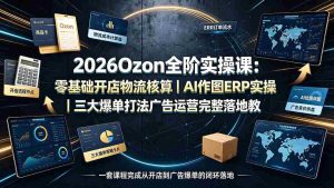 (19400期)2026Ozon全阶实操课:零基础开店物流核算|AI作图ERP实操|三大爆单打法guang告运营完整落地教程-晓懂云创