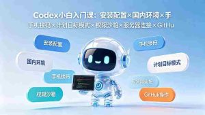 (19402期)Codex小白入门课:安装配置×国内环境×手机接码×计划目标模式×权限沙箱×服务器连接×GitHub操作-晓懂云创