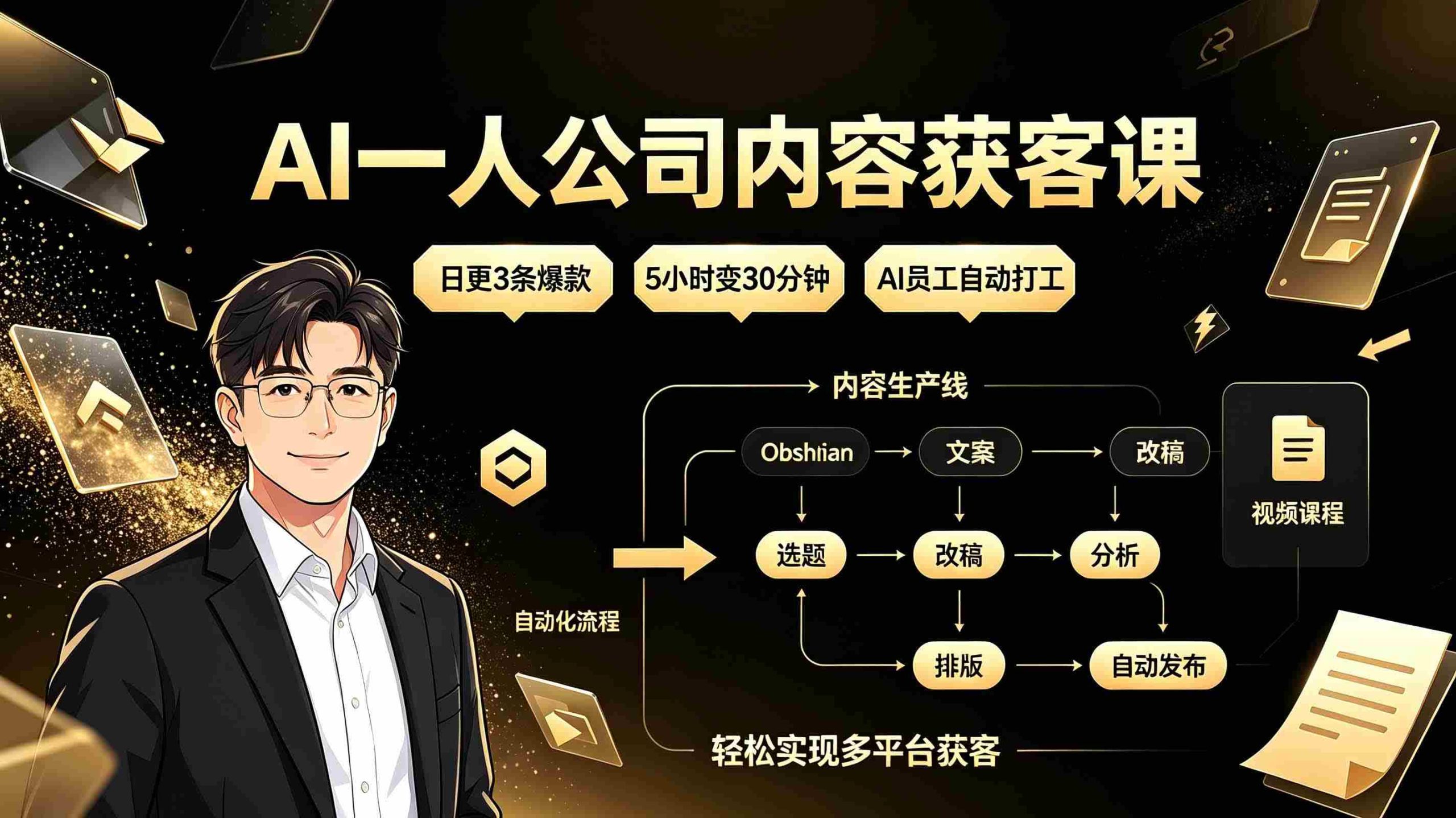 (19387期)AI一人公司内容获客课:日更3条爆款×5小时变30分钟×AI员工自动打工,轻松实现多平台获客-晓懂云创