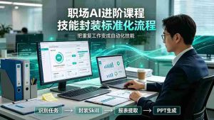 (19369期)职场AI进阶课程;多类实用Skill工具实操,专属技能封装标准化流程,报表行业报告一键提取核心内容-晓懂云创