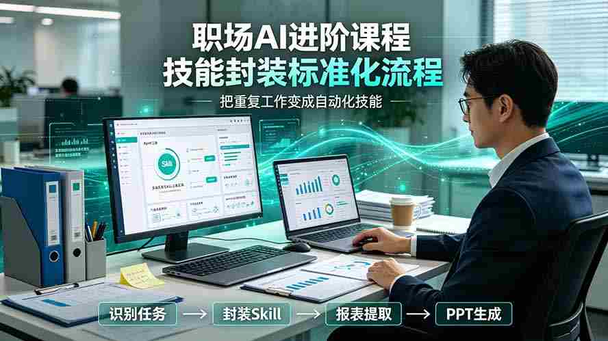 (19369期)职场AI进阶课程;多类实用Skill工具实操,专属技能封装标准化流程,报表行业报告一键提取核心内容-晓懂云创