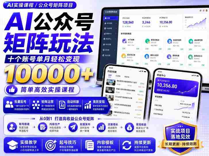 AI公众号矩阵实操玩法：内含价值399的提示词，三分钟一篇爆款文章，支持矩阵多账号运营-晓懂云创