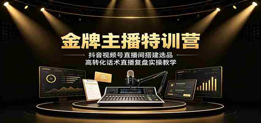 金牌主播特训营:抖音视频号直播间搭建选品,高转化话术直播复盘实操教学-晓懂云创