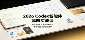 2026 Codex智能体高阶实战课:模型API接入,电商素材复刻,飞书Obsidian落地教学-晓懂云创