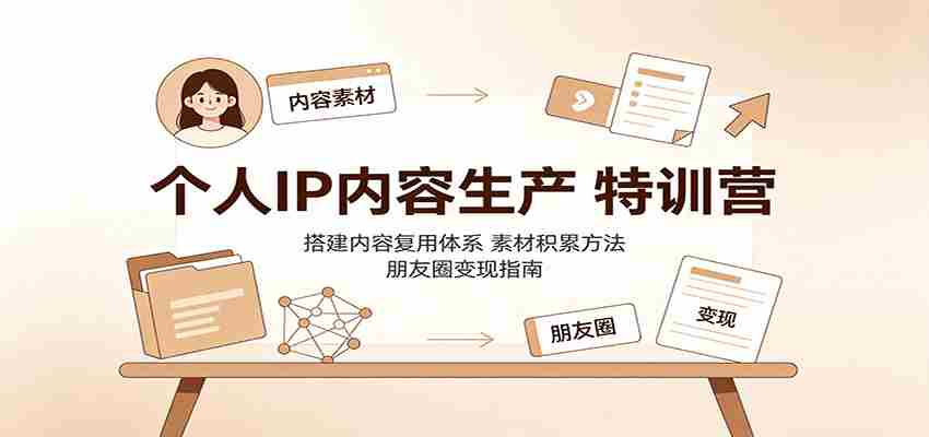 个人IP内容生产特训营:搭建内容复用体系,素材积累方法,朋友圈变现指南-晓懂云创