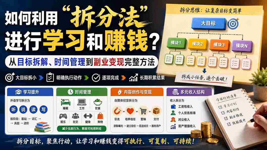 (20022期)付费文章:如何利用“拆分法”进行学习和賺钱?从目标拆解、时间管理到副业变现完整方法-晓懂云创