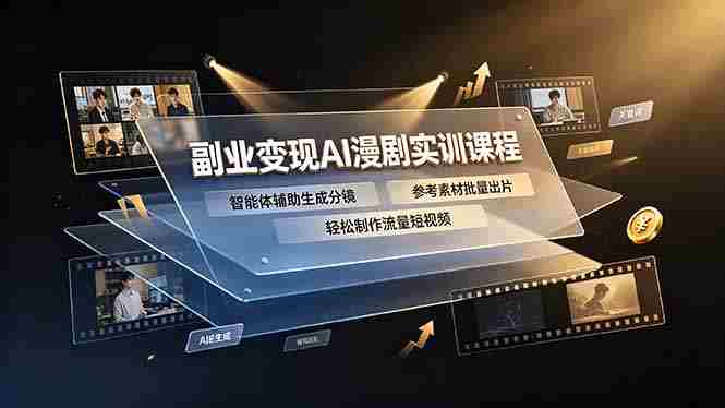（19187期）副业变现AI漫剧实训课程，智能体辅助生成分镜，参考素材批量出片，轻松制作流量短视频-晓懂云创