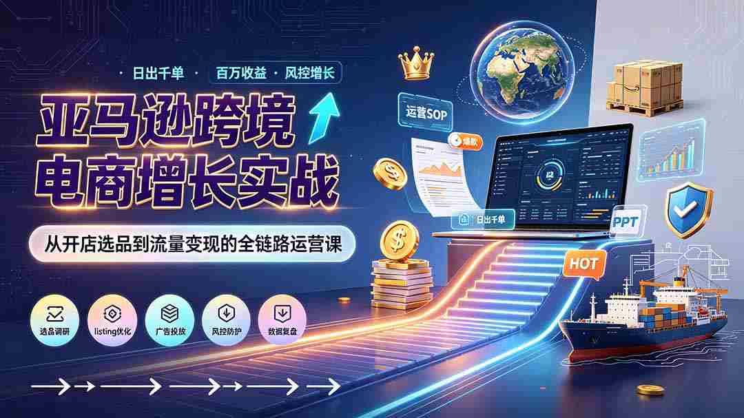 (19308期)亚马逊0-1孵化特训营8期:从注册风控到稳定日出千单实战,规避审核封店风险,标准化执行流程落地-晓懂云创