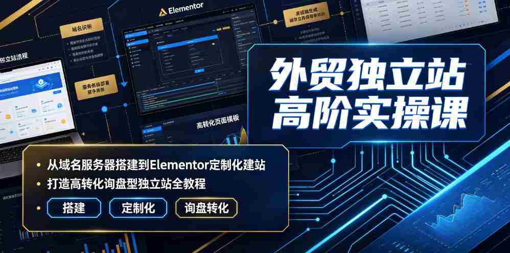 外贸独立站高阶实操课|从域名服务器搭建到Elementor定制化建站,打造高转化询盘型独立站全教程-晓懂云创
