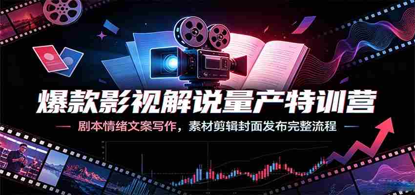爆款影视解说量产特训营:剧本情绪文案写作,素材剪辑封面发布完整流程-晓懂云创