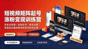 (19251期)短视频矩阵起号涨粉变现训练营|多类目剪辑·矩阵起号·账号出售,零基础无露脸稳涨粉落地变现全课-晓懂云创