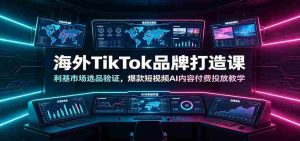 海外TikTok品牌打造课:利基市场选品验证,爆款短视频AI内容付费投放教学-晓懂云创