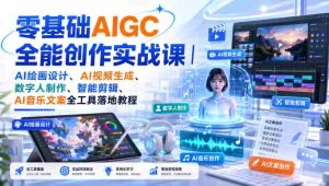 零基础AIGC全能创作实战课|AI绘画设计、AI视频生成、数字人制作、智能剪辑、AI音乐文案全工具落地教程-晓懂云创