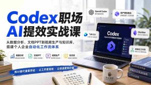 (20057期)Codex职场AI提效实战课:从数据分析、文档PPT到视频生产与知识库,搭建个人企业自动化工作流体系-晓懂云创