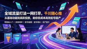 （19242期）全域流量打法一网打尽，千川随心推从基础功能到高阶投放，助你低成本高效起号稳产-晓懂云创