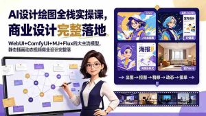 （19244期）AI设计绘图全栈实操课，WebUI+ComfyUI+MJ+Flux四大主流模型，静态插画动态视频商业设计完整落地教程-晓懂云创