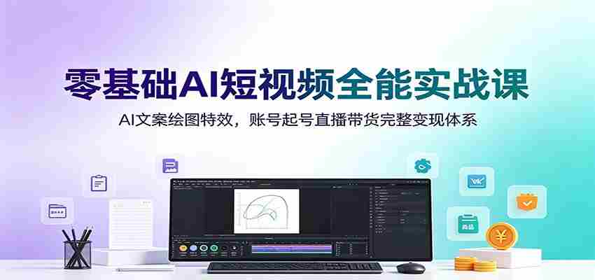 零基础AI短视频全能实战课:AI文案绘图特效,账号起号直播带货完整变现体系-晓懂云创