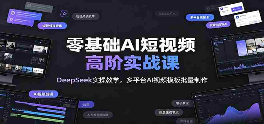零基础AI短视频高阶实战课:DeepSeek实操教学,多平台AI视频模板批量制作-晓懂云创