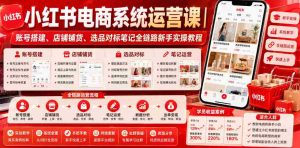 小红书电商系统运营课|账号搭建、店铺铺货、选品对标笔记全链路新手实操教程-晓懂云创