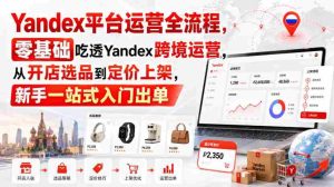 Yandex平台运营全流程,零基础吃透Yandex跨境运营,从开店选品到定价上架,新手一站式入门出单-晓懂云创