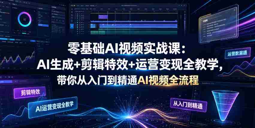 零基础AI视频实战课:AI生成+剪辑特效+运营变现全教学,带你从入门到精通AI视频全流程-晓懂云创