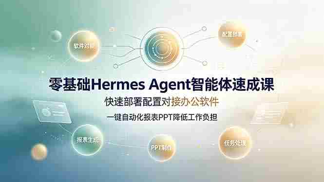 (19156期)零基础Hermes Agent智能体速成课,快速部署配置对接办公软件;一键自动化报表PPT降低工作负担-晓懂云创