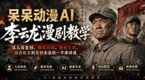 呆呆动漫AI李云龙漫剧教学,从人设复刻、脚本改编、画面生成、动态配音到剪辑全流程一节课讲透-晓懂云创