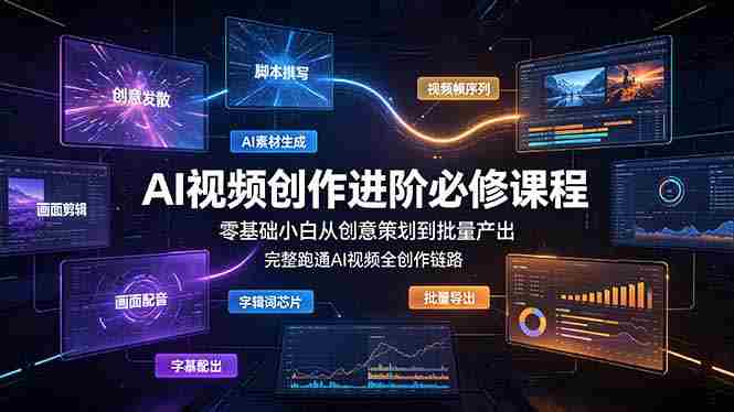 (19159期)AI视频创作进阶必修课程:零基础小白从创意策划到批量产出,完整跑通AI视频全创作链路-晓懂云创