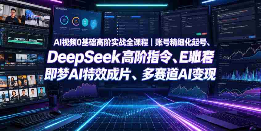 AI视频0基础高阶实战全课程|账号精细化起号、DeepSeek高阶指令、即梦AI特效成片、多赛道AI短视频量产变现-晓懂云创