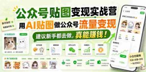 公众号贴图变现实战营，用AI贴图做公众号流量变现，建议新手都去做，真能賺钱！-晓懂云创
