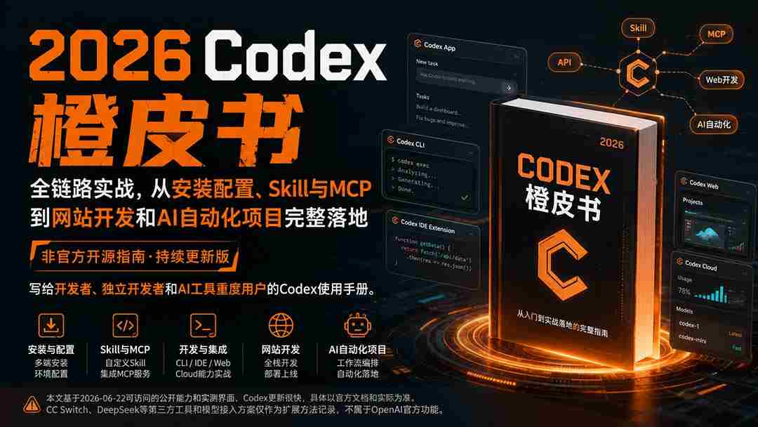 (20105期)2026Codex橙皮书:全链路实战,从安装配置、Skill与MCP到网站开发和AI自动化项目完整落地-晓懂云创