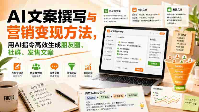 AI文案撰写与营销变现方法，用AI指令高效生成朋友圈、社群、发售文案-晓懂云创