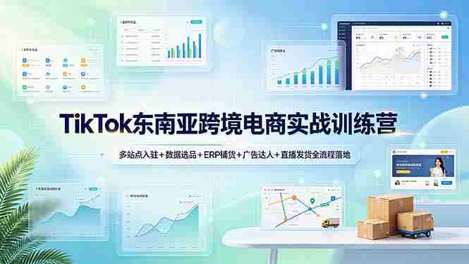 (19155期)TikTok东南亚跨境电商实战训练营:多站点入驻+数据选品+ERP铺货+广告达人+直播发货全流程落地-晓懂云创