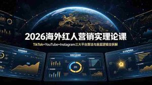 (19126期)2026海外红人营销实理论课:TikTok+YouTube+Instagram三大平台算法与底层逻辑全拆解-晓懂云创