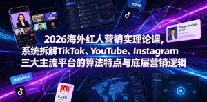 2026海外红人营销实理论课，系统拆解TikTok、YouTube、Instagram三大主流平台的算法特点与底层营销逻辑-晓懂云创