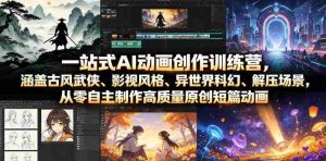 一站式AI动画创作训练营,涵盖古风武侠、影视风格、异世界科幻、解压场景,从零自主制作高质量原创短篇动画-晓懂云创