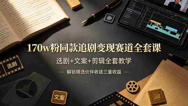 （19142期）170w粉博主同款追剧变现赛道全套课-更新，选剧+文案+剪辑全套教学，解锁精选伙伴收徒三重收益-晓懂云创