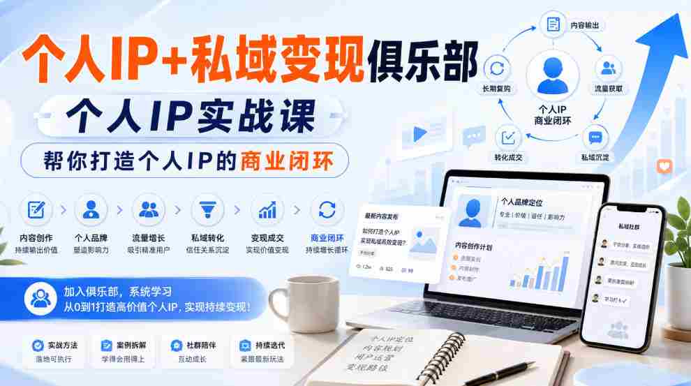 个人IP+私域变现俱乐部,个人IP实战课,帮你打造个人IP的商业闭环-晓懂云创