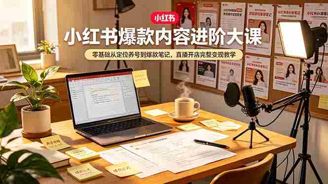 (19118期)小红书爆款内容进阶大课,零基础从定位养号到爆款笔记,直播开店完整变现教学-晓懂云创
