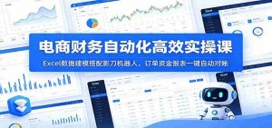 电商财务自动化高效实操课：Excel数据建模搭配影刀机器人，订单资金报表一键自动对账-晓懂云创