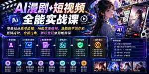 AI漫剧+短视频全能实战课｜零基础从账号搭建、AI图文生视频、漫剧剧本创作到剪辑成片、合规过审、版权登记全落地教学-晓懂云创
