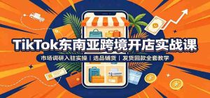 TikTok东南亚跨境开店实战课:市场调研入驻实操,选品铺货,发货回款全套教学-晓懂云创