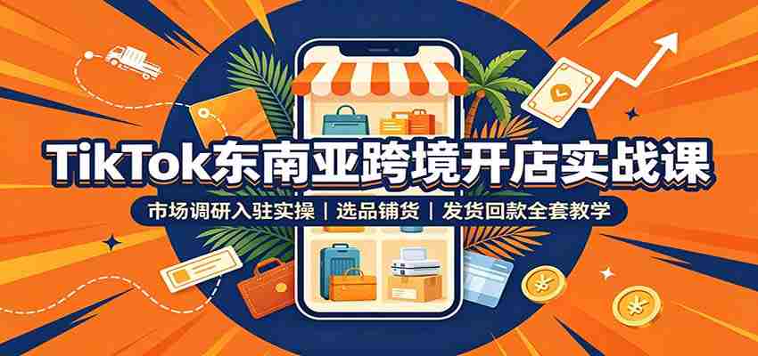TikTok东南亚跨境开店实战课:市场调研入驻实操,选品铺货,发货回款全套教学-晓懂云创